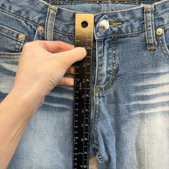 Y2K Vintage Mudd Jeans 6 27 Low Rise Bootcut Flare Burnout Two Tone Cyber Grunge - Picture 8 of 11
